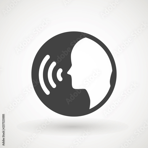 People talking icon. Voice command with sound waves icon vector Vector