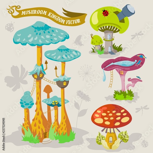 Mushroom fairy kingdom vector fantasy land illustration map builder photo