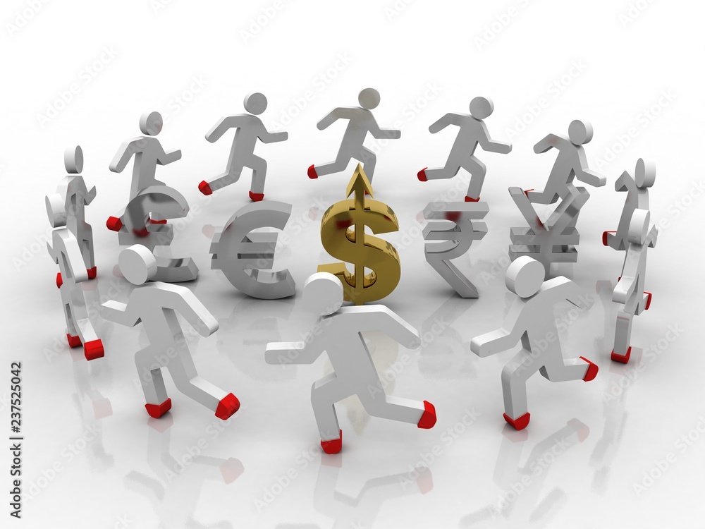 3d rendering Global Currencies with business network 3d rendering Global Currencies with business network