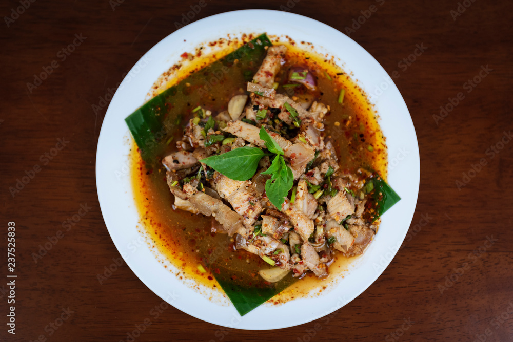 Spicy Grilled Pork Salad, Nam Tok Moo Spicy Grilled Pork Salad, Nam Tok Moo