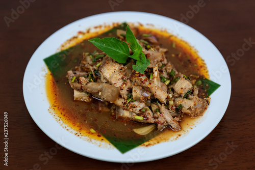 Spicy Grilled Pork Salad, Nam Tok Moo, Thai Food