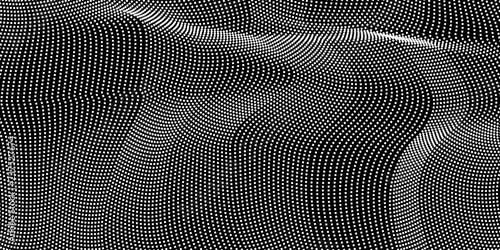 Abstract halftone wavy pattern. Vector halftone dots background for design banners, posters, business projects, pop art texture, covers. Geometric black and white texture.