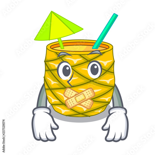 Silent bottles pineapple juice on cartoon table