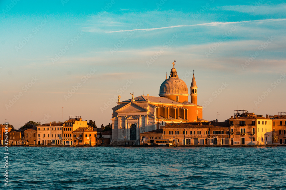Chiesa del Santissimo Redentore - Church of the Most Holy Redeemer - Il Redentore Church, Venice at sunset.