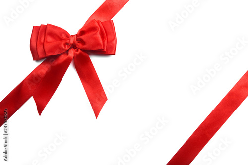 Red gift bow isolated on white background