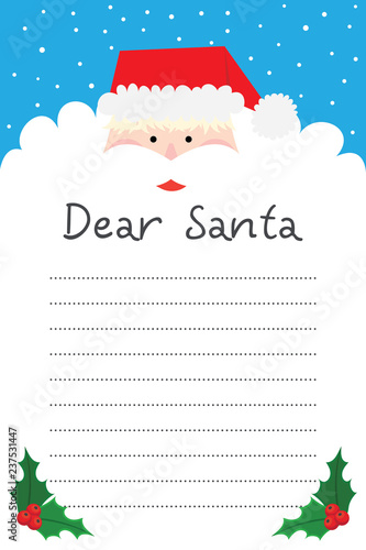 Dear Santa. Writing letter to santa claus