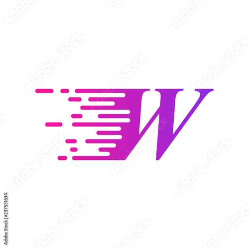 Fototapeta Naklejka Na Ścianę i Meble -  initial letter W fast move logo
