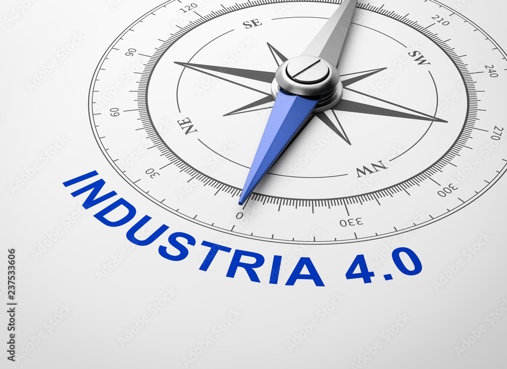 Compass on White Background, Modern Industry Technology Concept, Italian Language Compass on White Background, Modern Industry Technology Concept, Italian Language