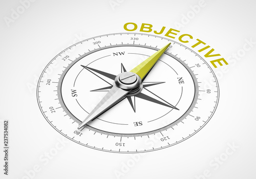 Compass on White Background, Objective Concept