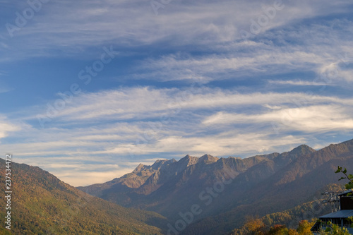 Nature and mountain landscapes of Sochi and Rosa Khutor mountain resort, autumn colors