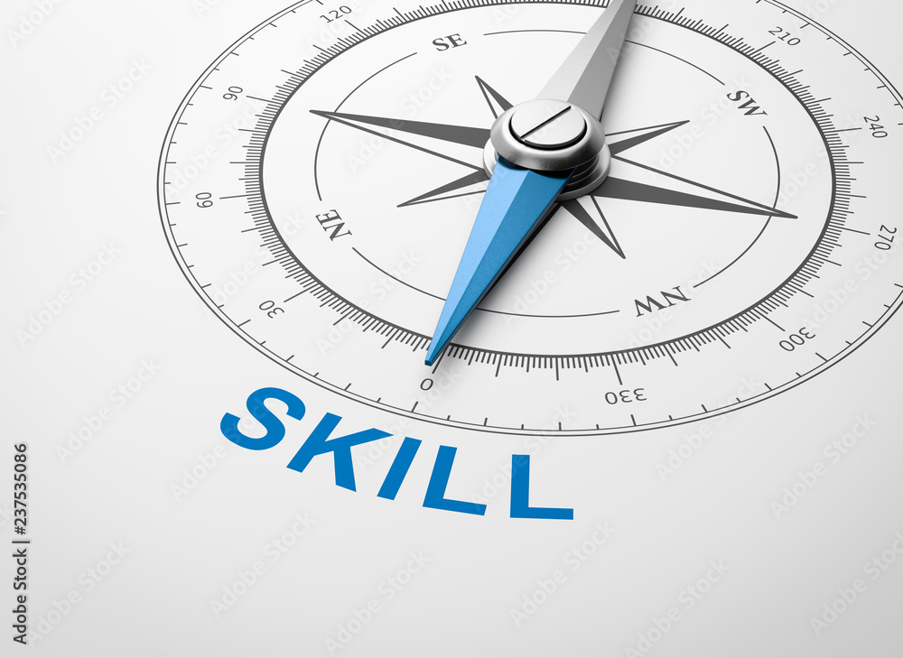 Compass on White Background, Skill Concept Compass on White Background, Skill Concept