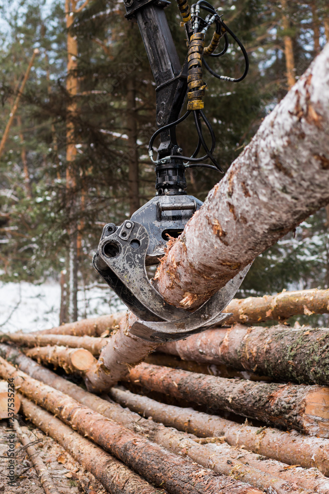 View of a machine operating a raw piece of wood. View of a machine operating a raw piece of wood.