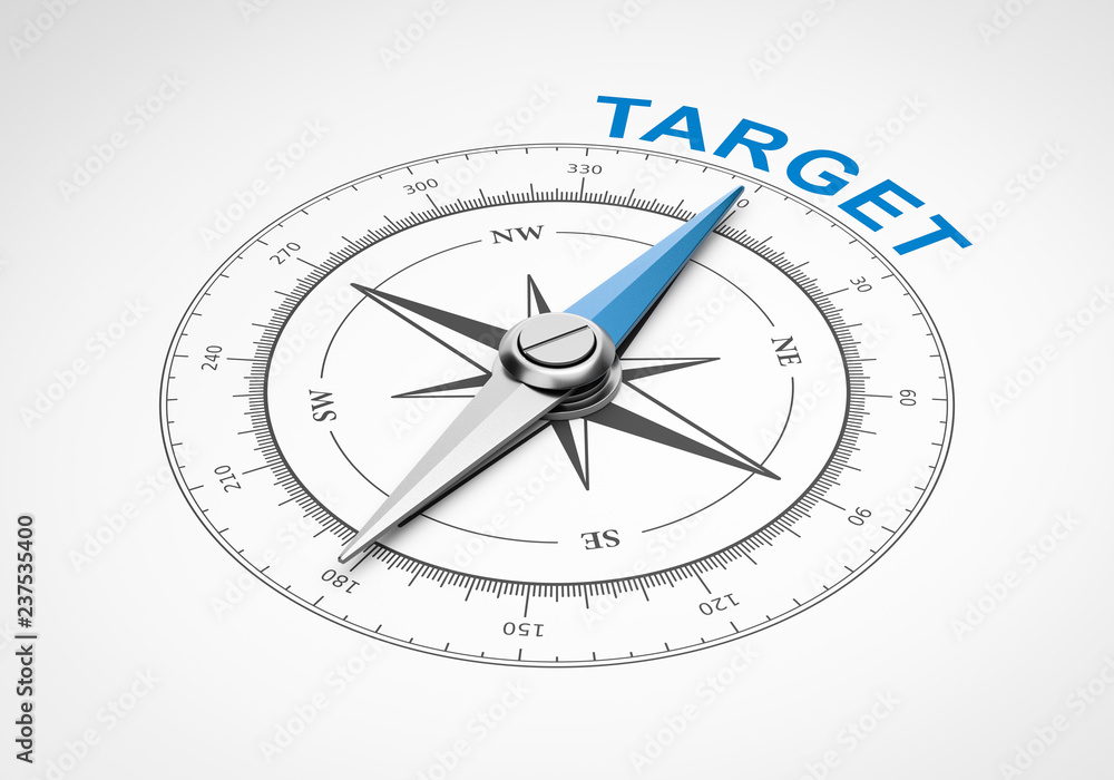 Compass on White Background, Target Concept Compass on White Background, Target Concept
