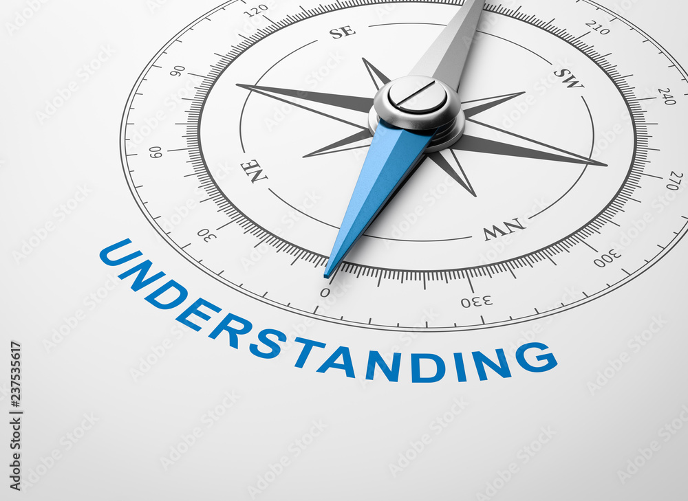 Compass on White Background, Understanding Concept Compass on White Background, Understanding Concept