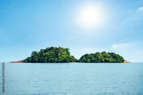 tropical island at ocean, sea. travel background.