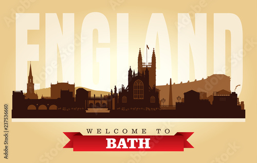 Bath United Kingdom city skyline vector silhouette