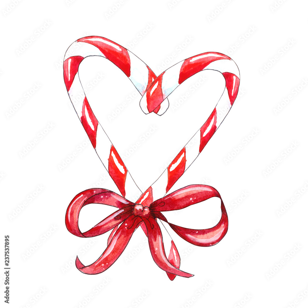 Christmas candy cane with red bow