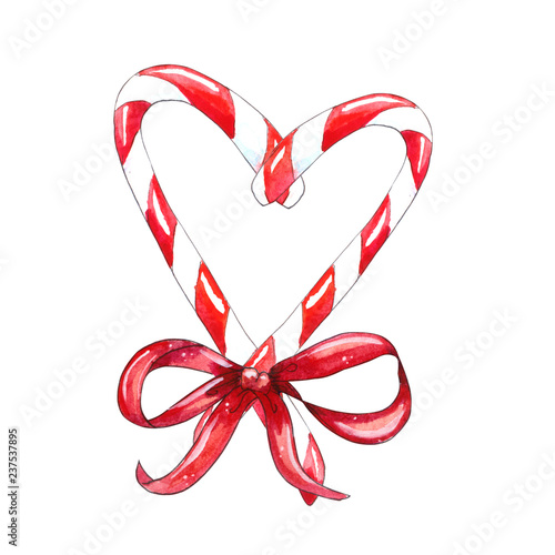 Christmas candy cane with red bow
