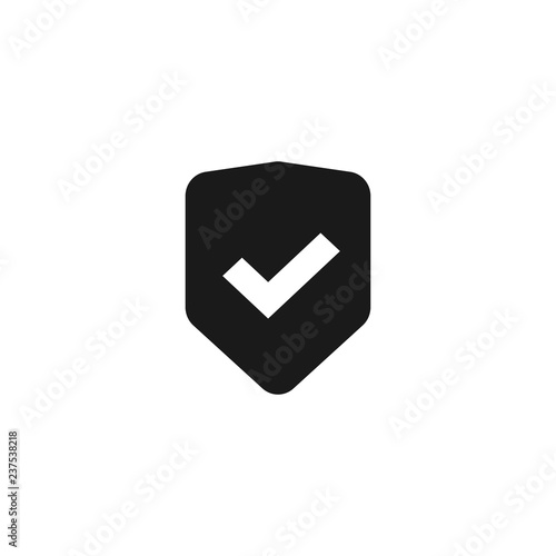 Free Download Shield icon vector isolated, flat black and white safety symbol with checkmark, warranty or protect sign, privacy or secure pictogram - GFXLoad