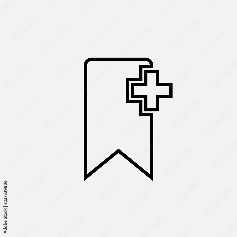 Bookmark with plus icon. Bookmark with plus outline concept symbol design. Stock - Vector illustration can be used for web. Bookmark with plus icon. Bookmark with plus outline concept symbol design. Stock - Vector illustration can be used for web.