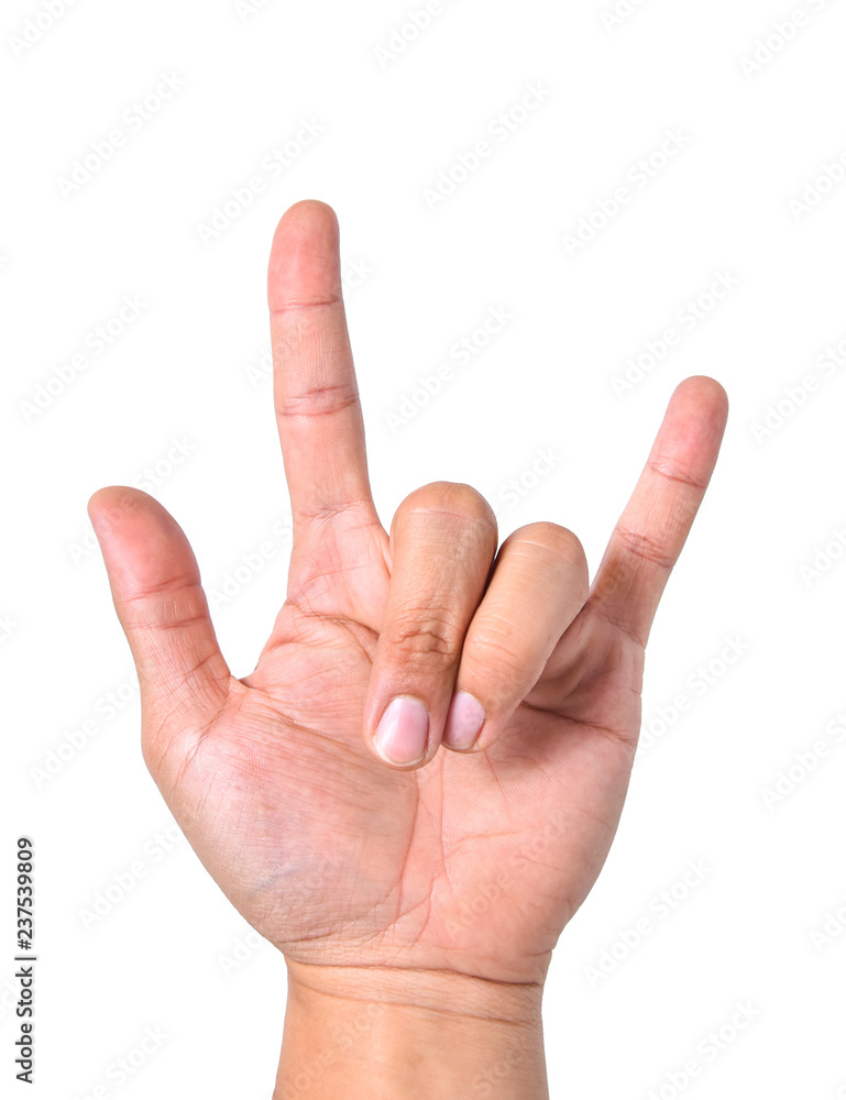 I love You sign Hand asian young man isolated on white background