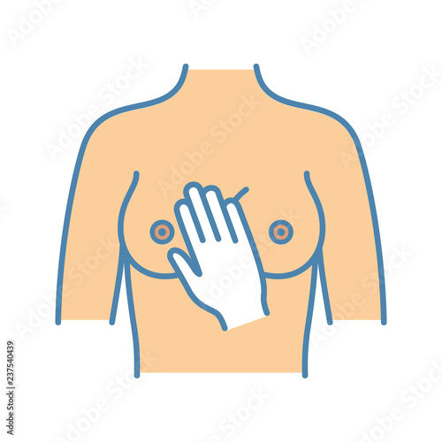 Breast palpation color icon