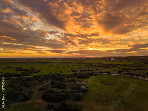 Puesta de sol desde el aire