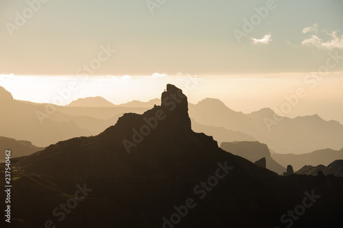 GRAN CANARIA,SPAIN - NOVEMBER 6, 2018: Gorgeous landscape of the peak in a mountains Roque Nublo