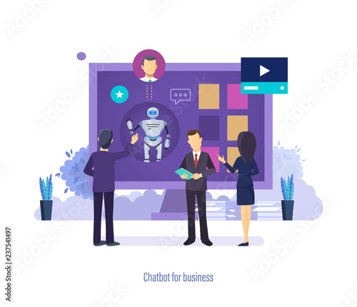 Chatbot for business. Virtual robot assistant, help desk, technical support.