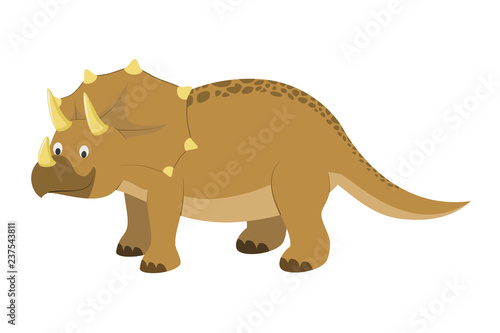 Triceratops vector illustration in cartoon style for kids. Dinosaurs Collection.