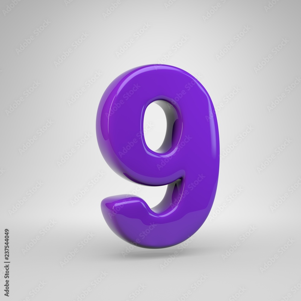 Proton purple color number 9 isolated on white background Proton purple color number 9 isolated on white background