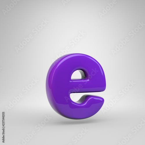 Proton purple color letter E lowercase isolated on white background