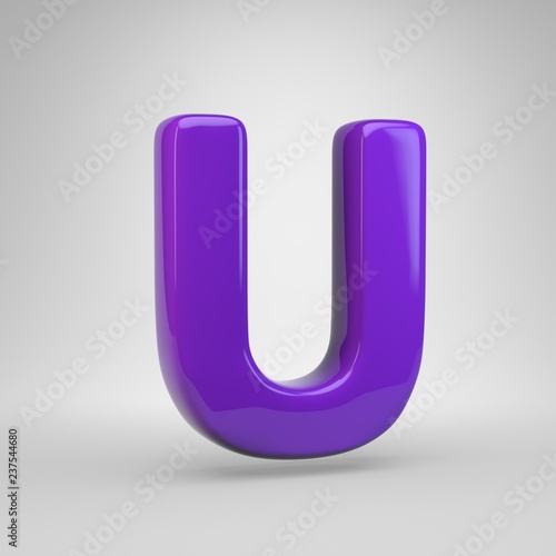 Proton purple color letter U uppercase isolated on white background