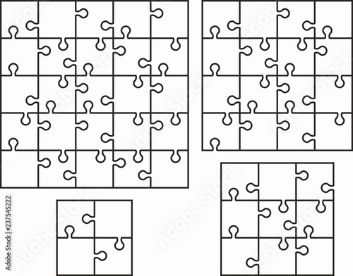 simple jigsaw puzzles with 4, 9, 16 and 25 pieces