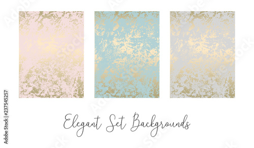 Elegant set of chic trendy abstract marble gold luxury textures
