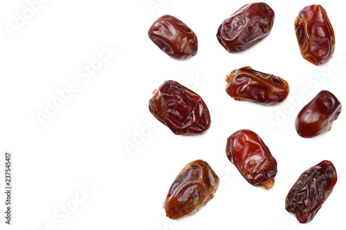 date fruit isolated on white background. top view