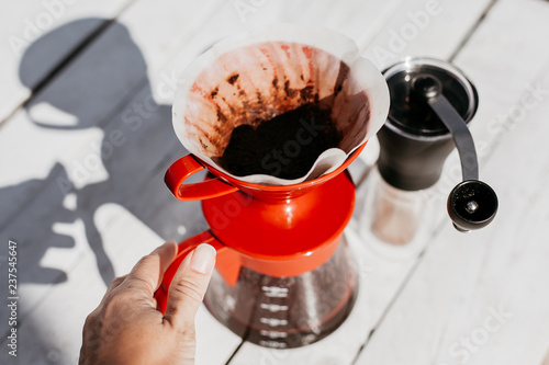 Ready filter coffee. Simple set for manual brewing