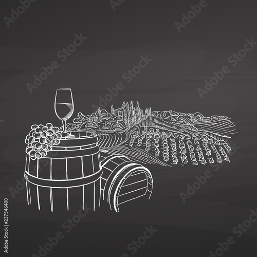 Wine illustration on chalkboard