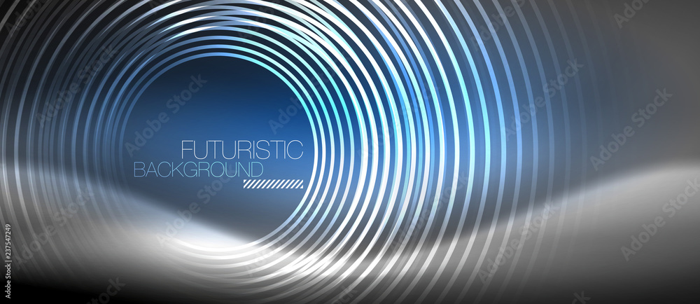 Neon circles abstract background, shiny lines Neon circles abstract background, shiny lines