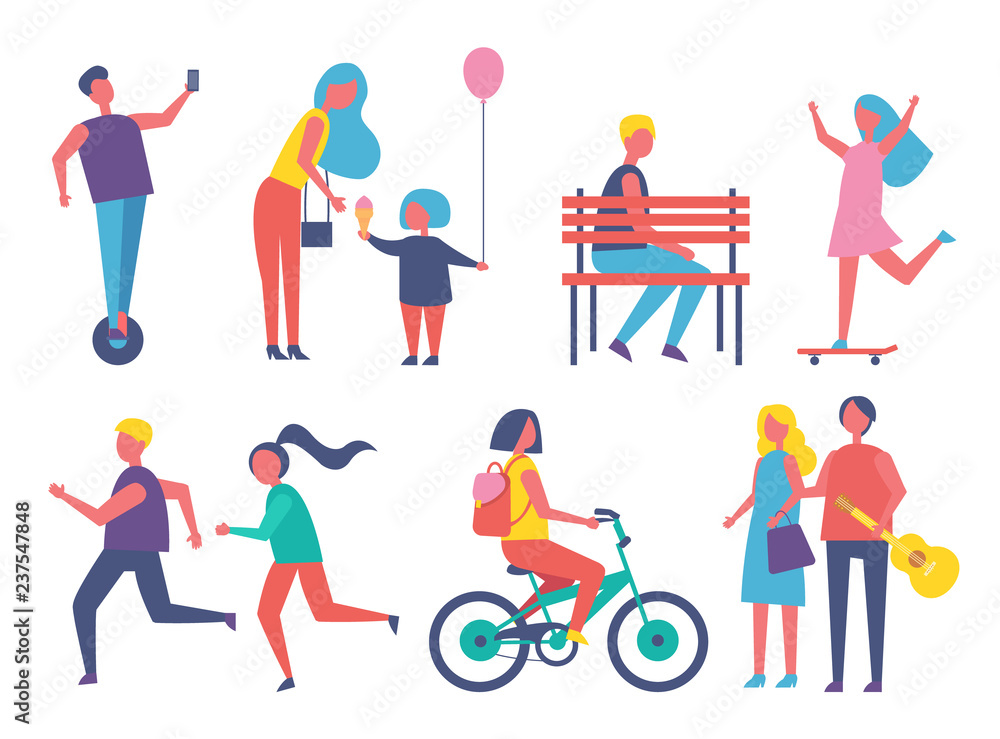 People Entertaining in Park Cartoon Vector Banner People Entertaining in Park Cartoon Vector Banner