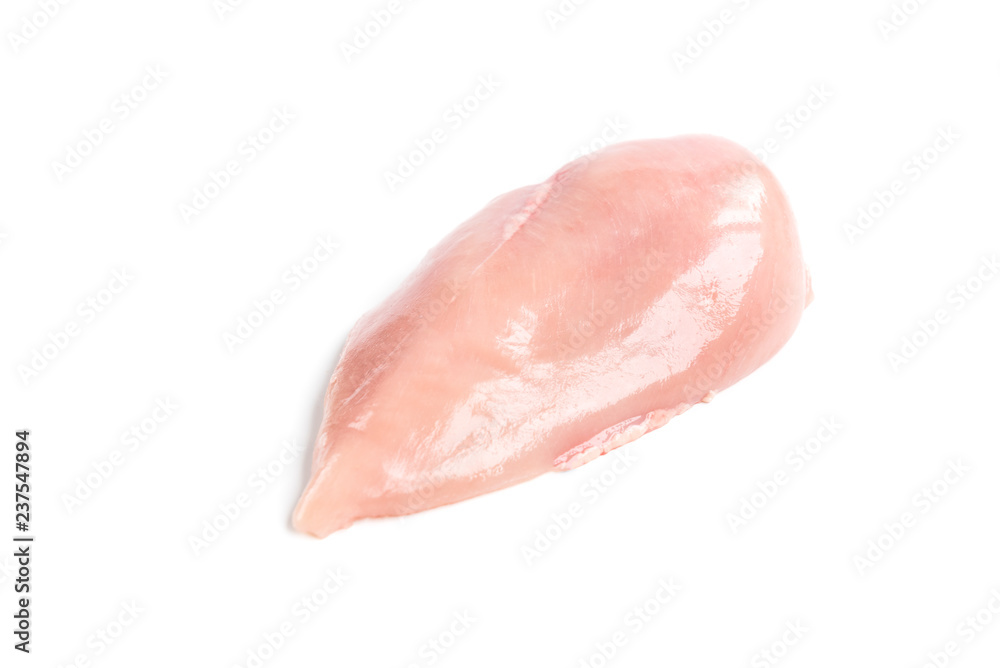 Raw chicken breast isolated on white background.