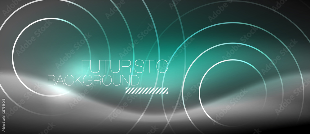 Neon circles abstract background, shiny lines Neon circles abstract background, shiny lines