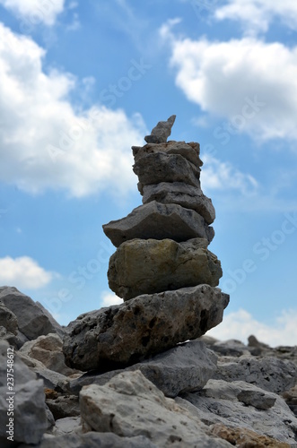Pyramid of stones on the mountainside Stability and Equilibrium