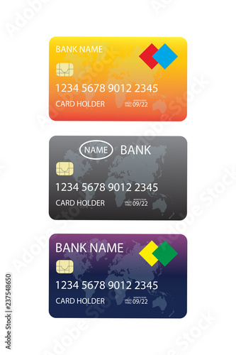 Three credit cards,isolated on white background