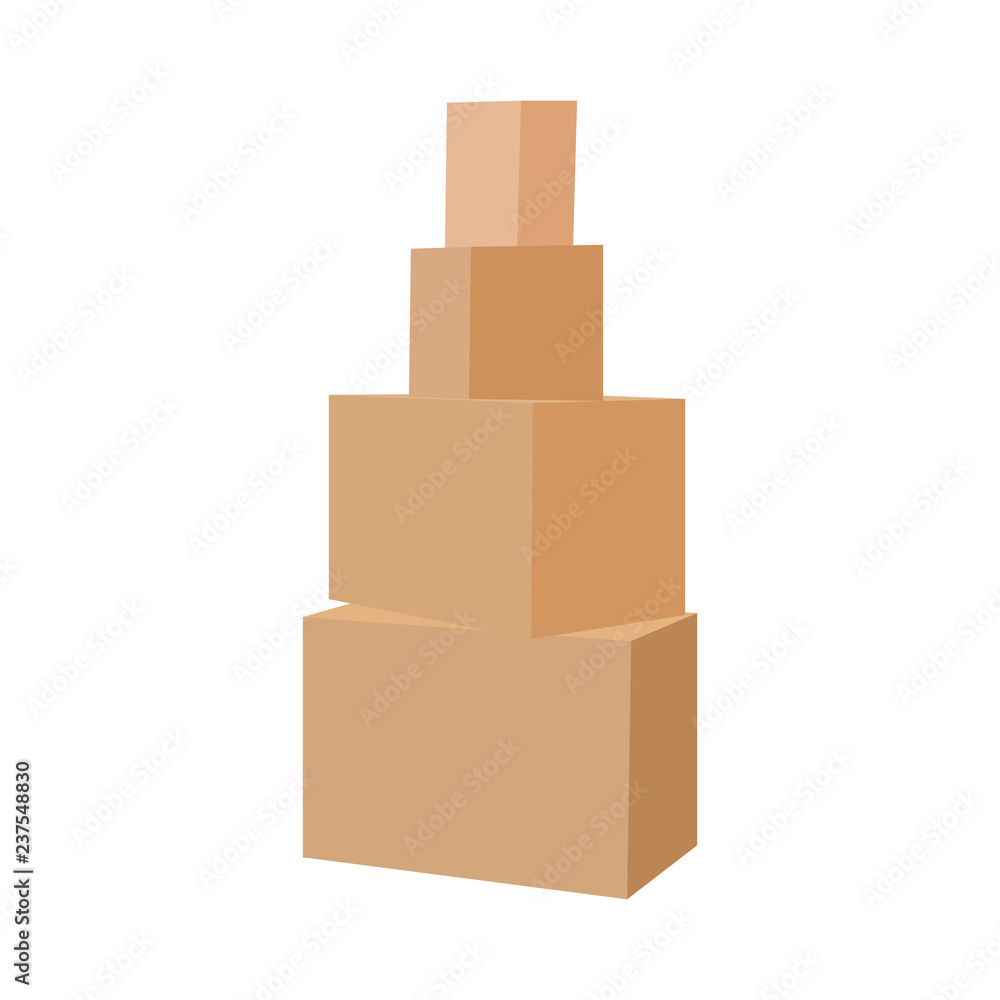 Cardboard boxes stacked on each other, on white background, Vector Cardboard boxes stacked on each other, on white background, Vector