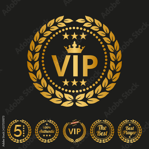 Vip label on black background