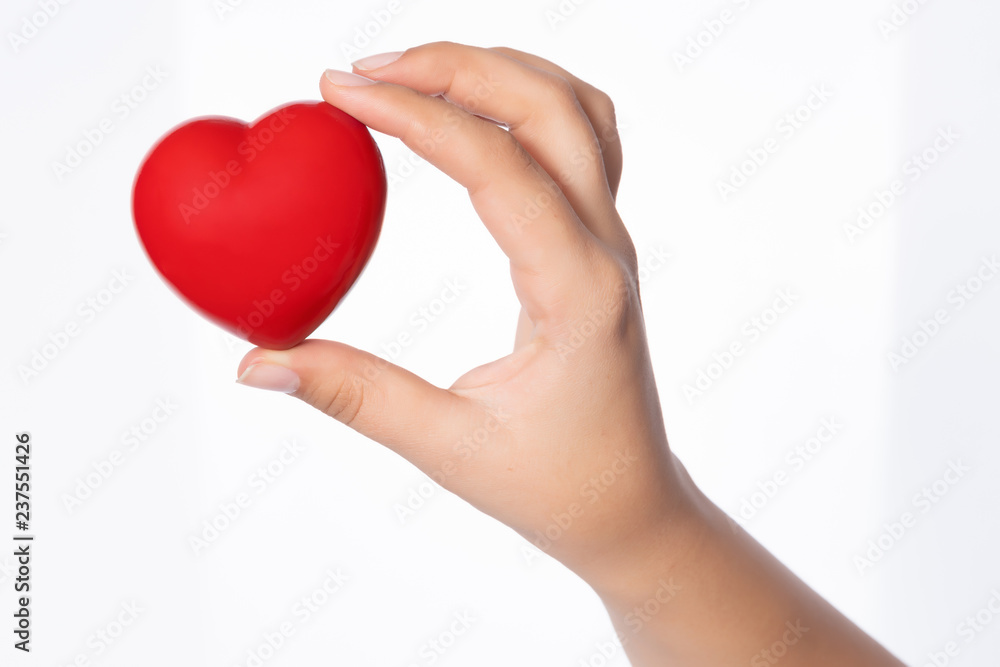 Healthcare concept, female holding heart with love in her hands