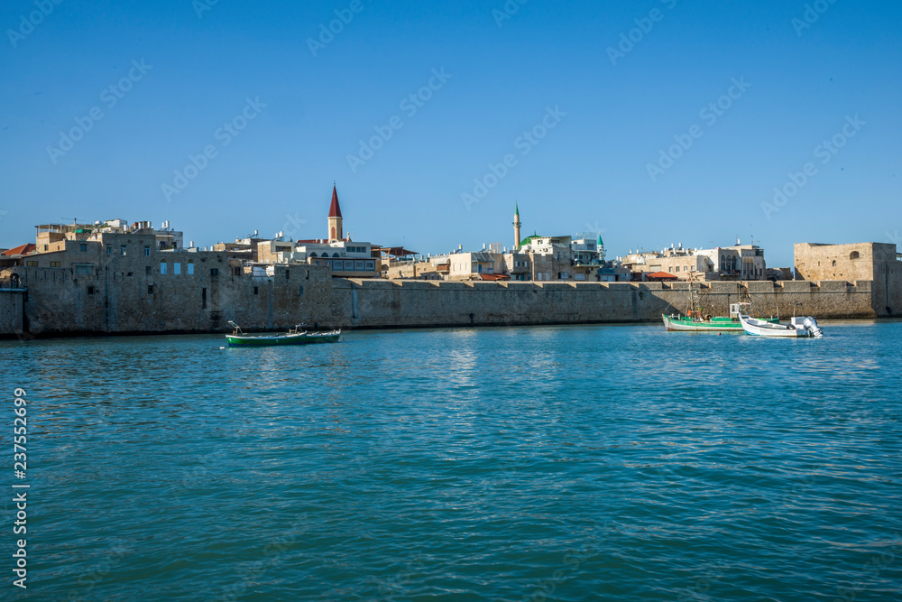 Port of Acre and Sinan Pasha Mosque sea view