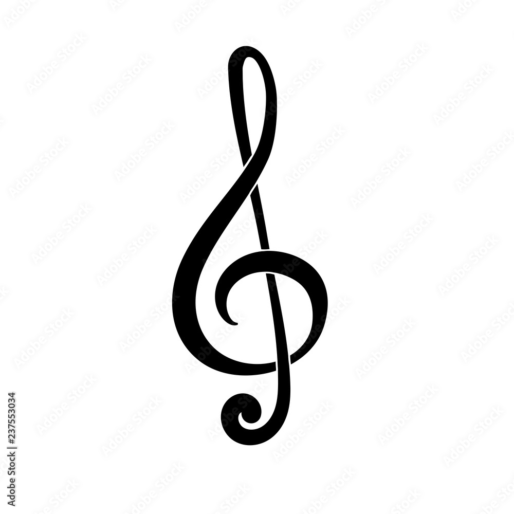 Treble clef. G Key. Symbol of music. Black icon Treble clef. G Key. Symbol of music. Black icon