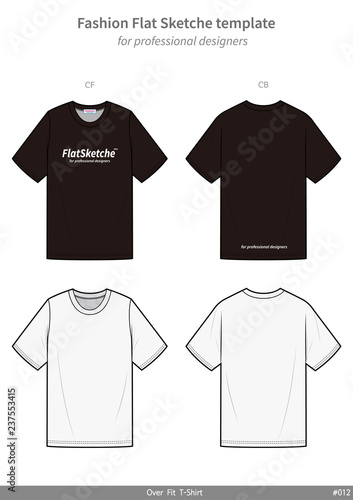 OVERFIT Tee shirt fashion flat technical drawing template